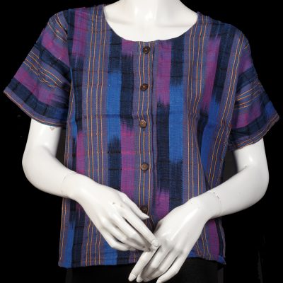 gutemalan blouse Purple And Blue Stripe