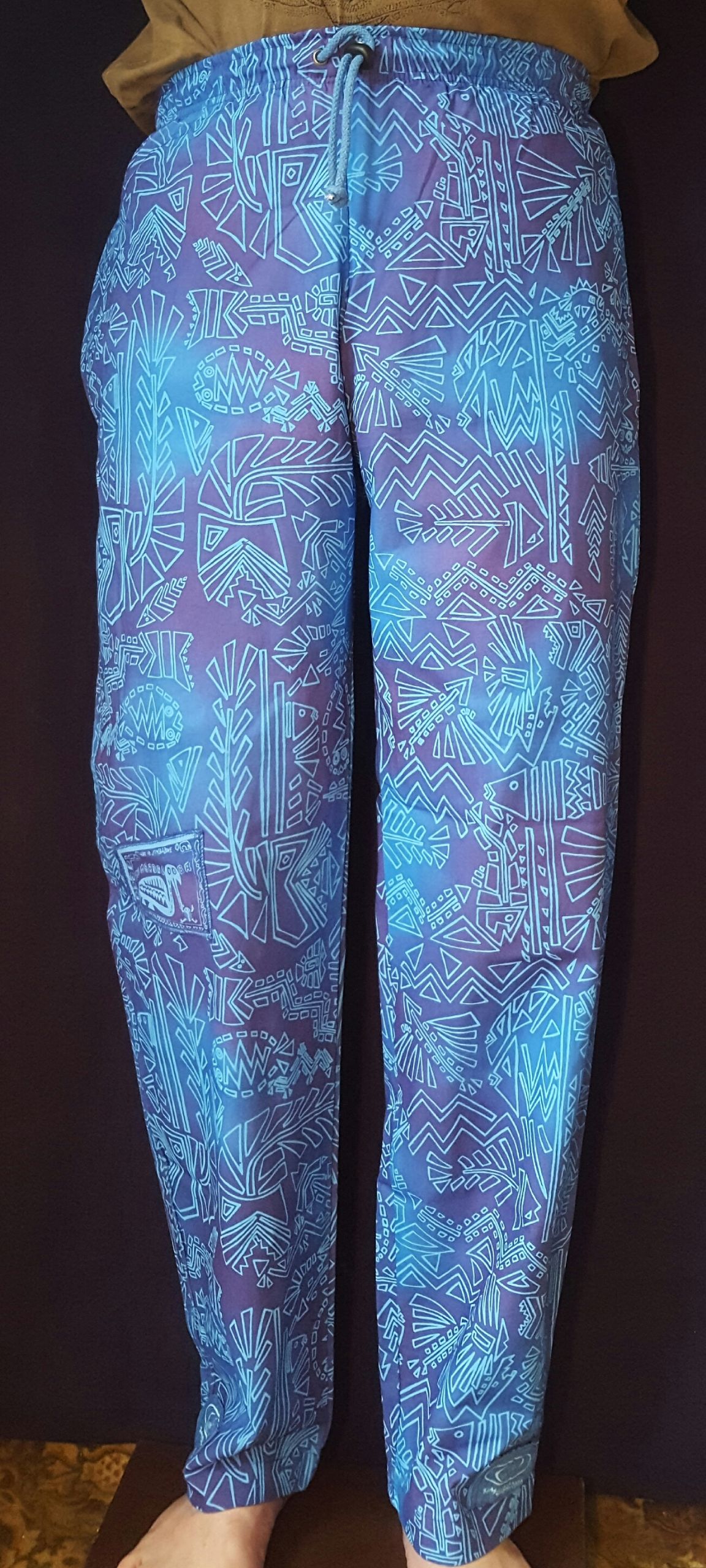Geo Fish - Blue Purple with sky print - Large