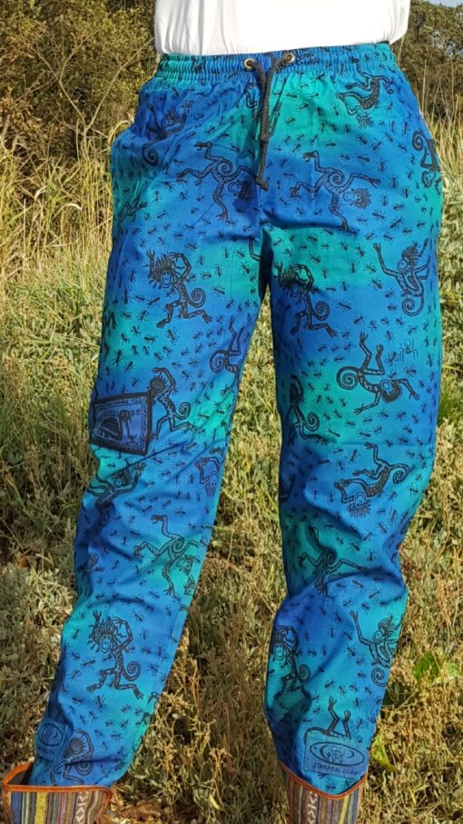Monkeys - Blue/Green/Purple with Black Print - Small