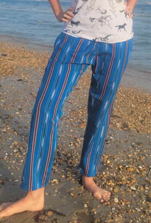 Blue and Coral Stripe - L