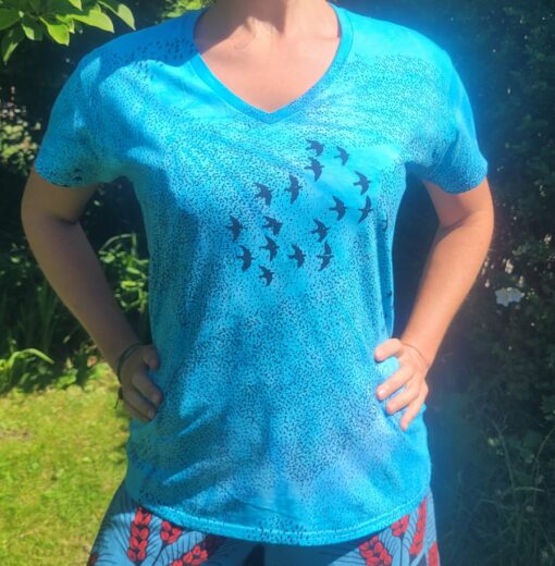 Starlings Murmeration Tie-Dye Sky Blue