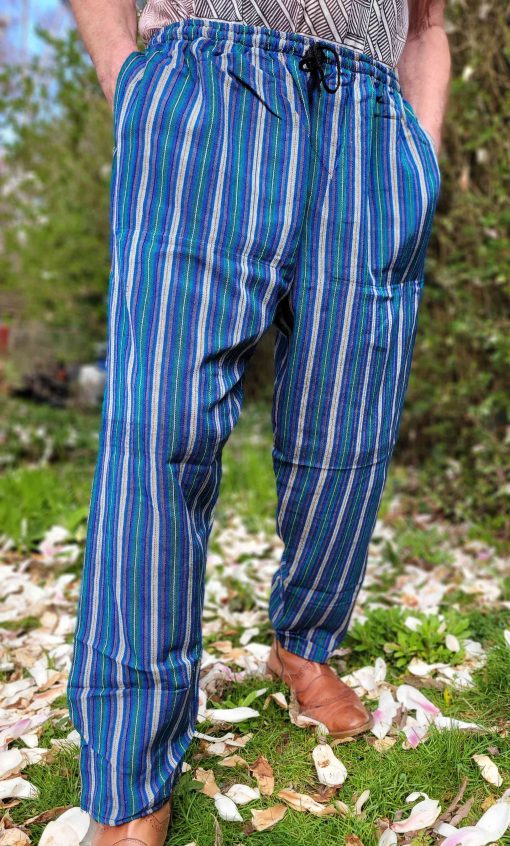 Blue green with white stripes - XXL
