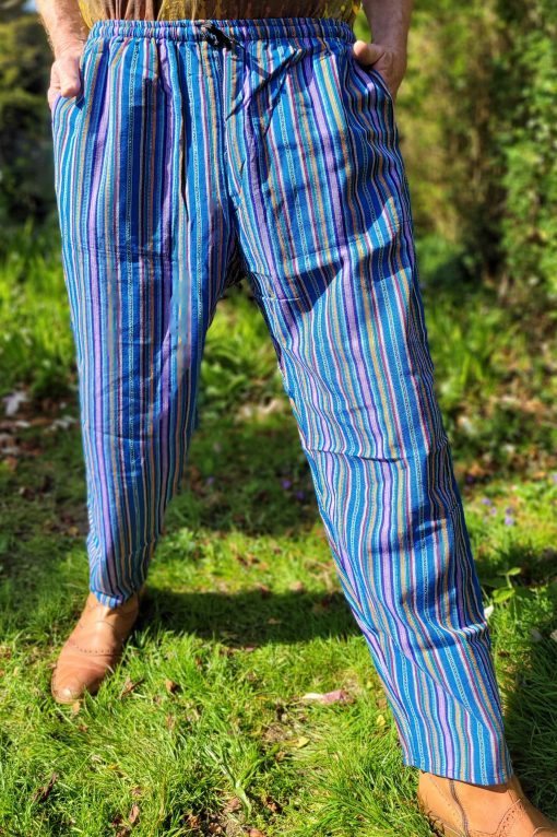 Blue with multicolour stripes - XL