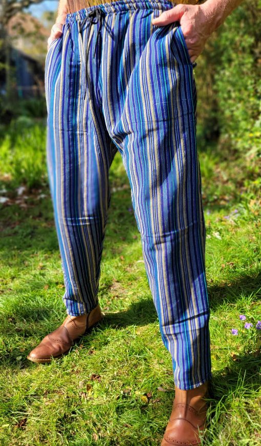 Blue with green and Cream - XL