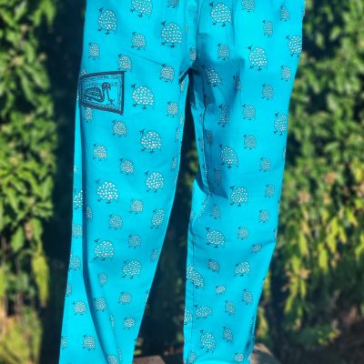 Guinea Fowl - Black and White on Turquoise - XXL
