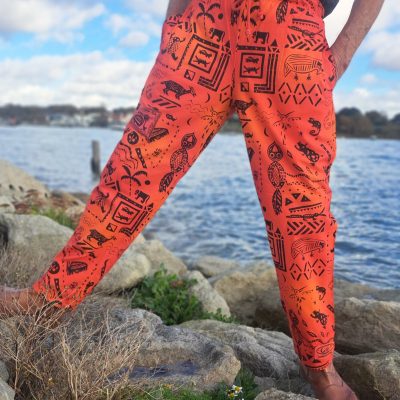 Story - Red Orange with Black Print - Medium