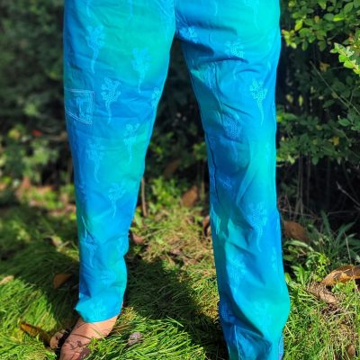 Geckos - Blue Green with sky print - Large