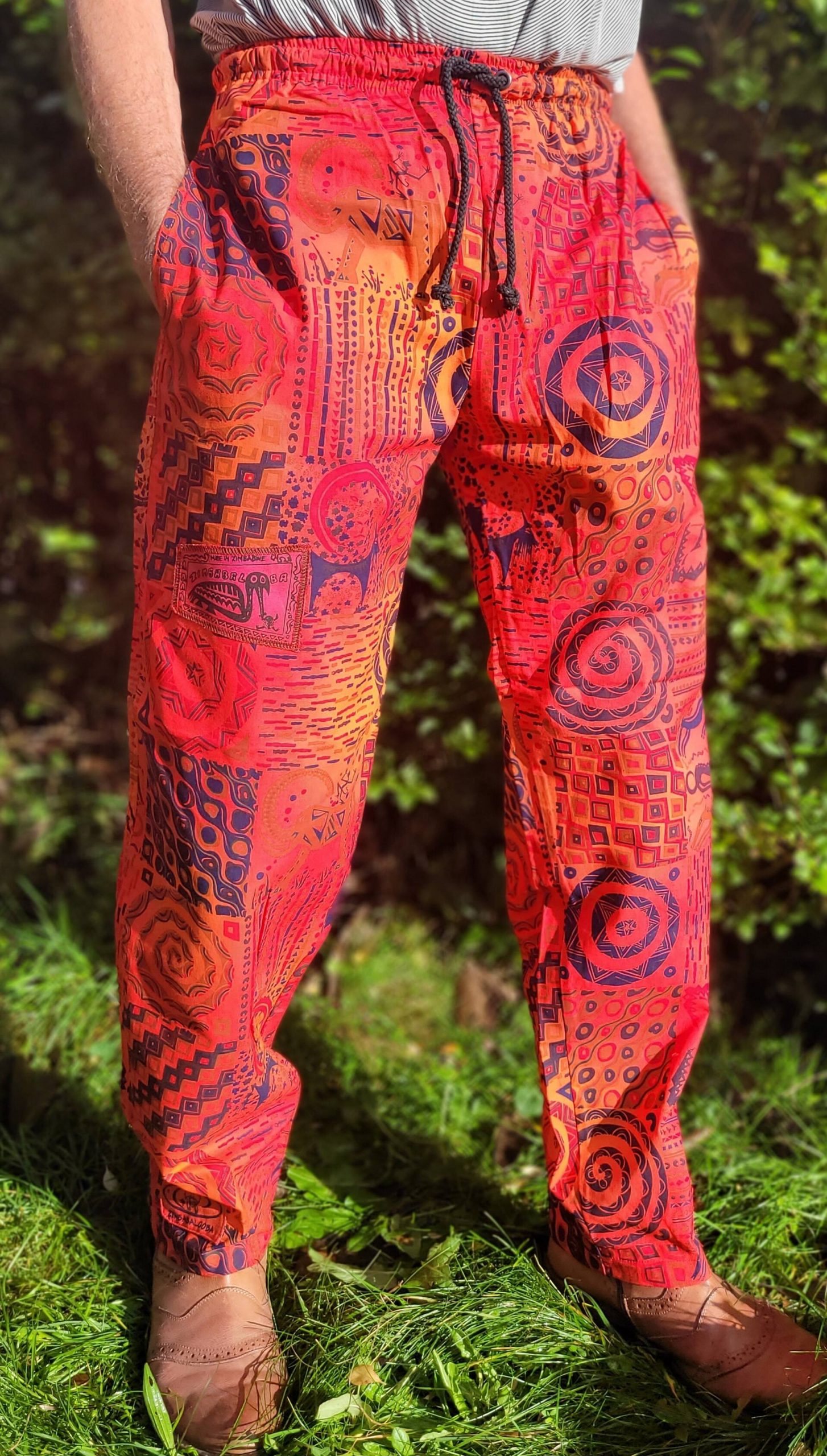 Patchwork Jungle - Red Orange with Black - Large