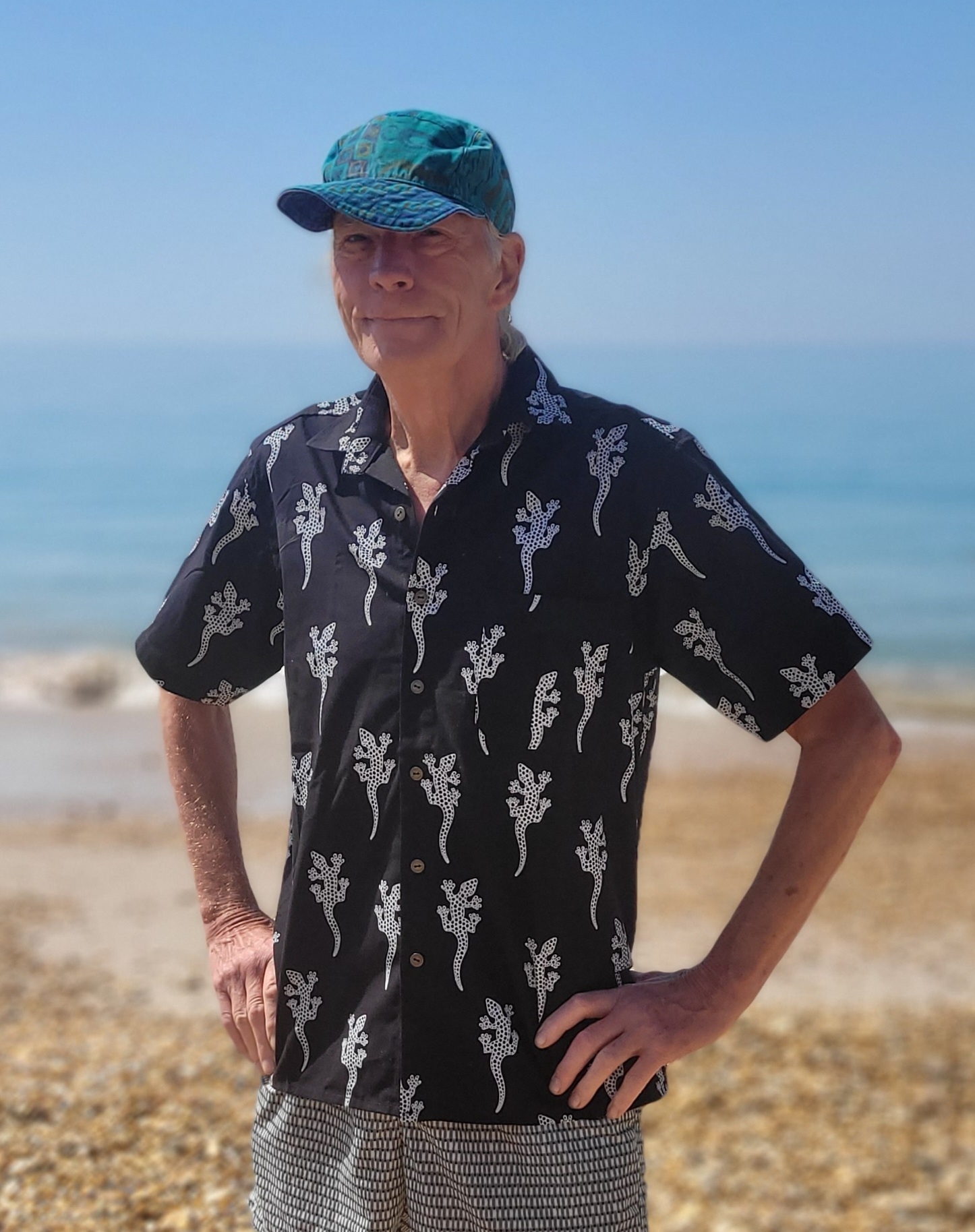Short sleeve cotton Zimbabalooba summer shirt - gecko design - Image 3