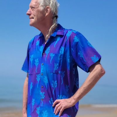 Short sleeve cotton Zimbabalooba summer shirt - gecko design