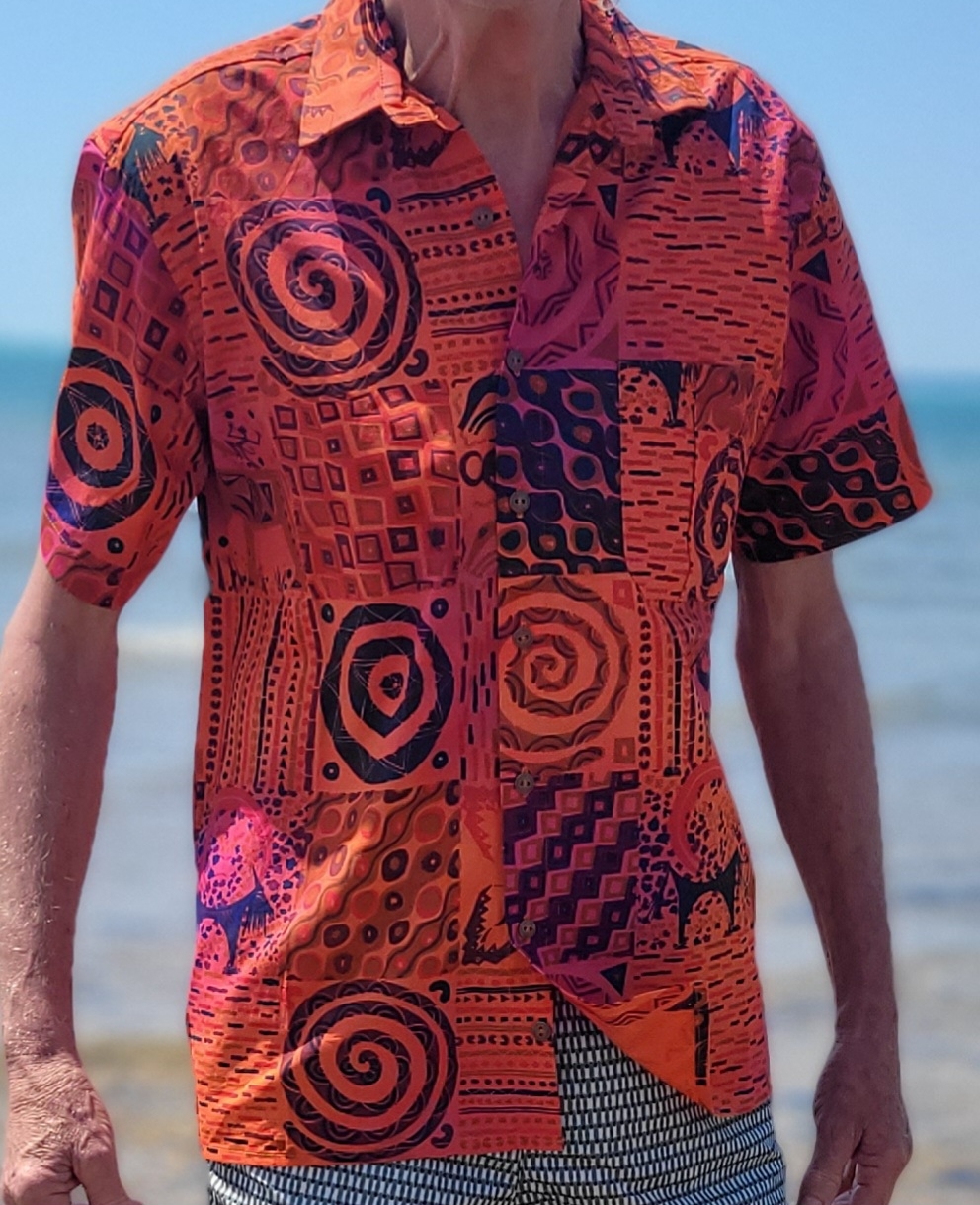 Short sleeve cotton Zimbabalooba summer shirt - Patchwork Jungle design - Image 4