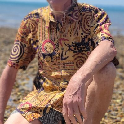 Short sleeve cotton Zimbabalooba summer shirt - Patchwork Jungle design